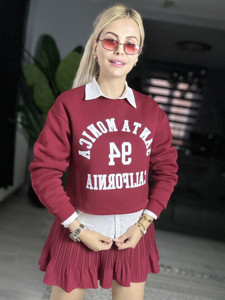 Baskılı Crop Sweatshirt.